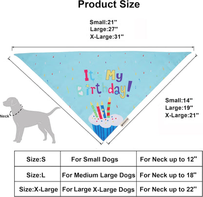 Dog Birthday Hat, Blue Birthday Boy Bandana with Bow Tie, Large