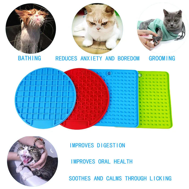 Mat for Dogs Cats Slow Food Bowls Silicone Pets Feeding Lick Pad Pet Slow Feeder Anxiety Food Container Lickimat for Dogs Puppy