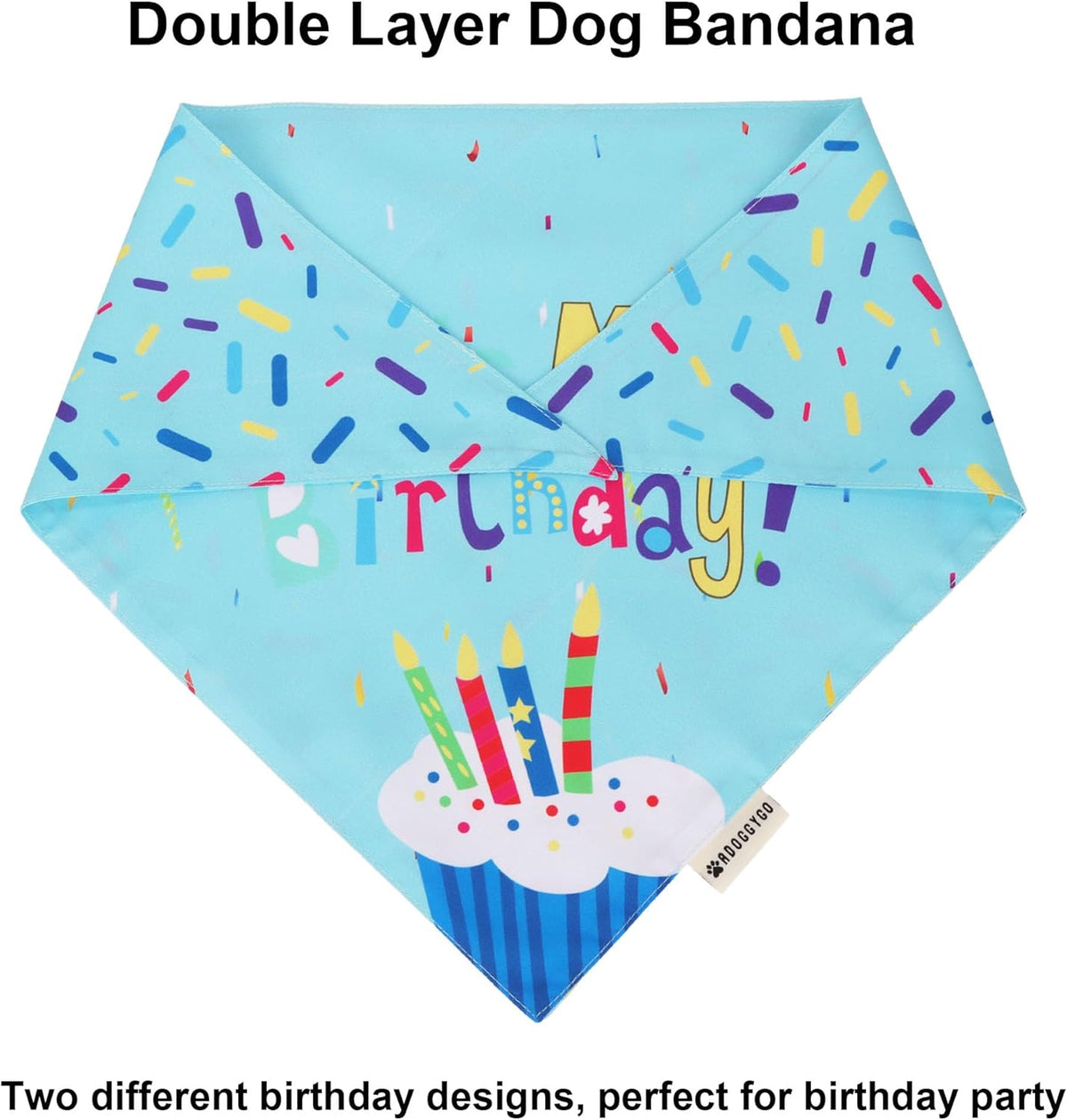 Dog Birthday Hat, Blue Birthday Boy Bandana with Bow Tie, Large