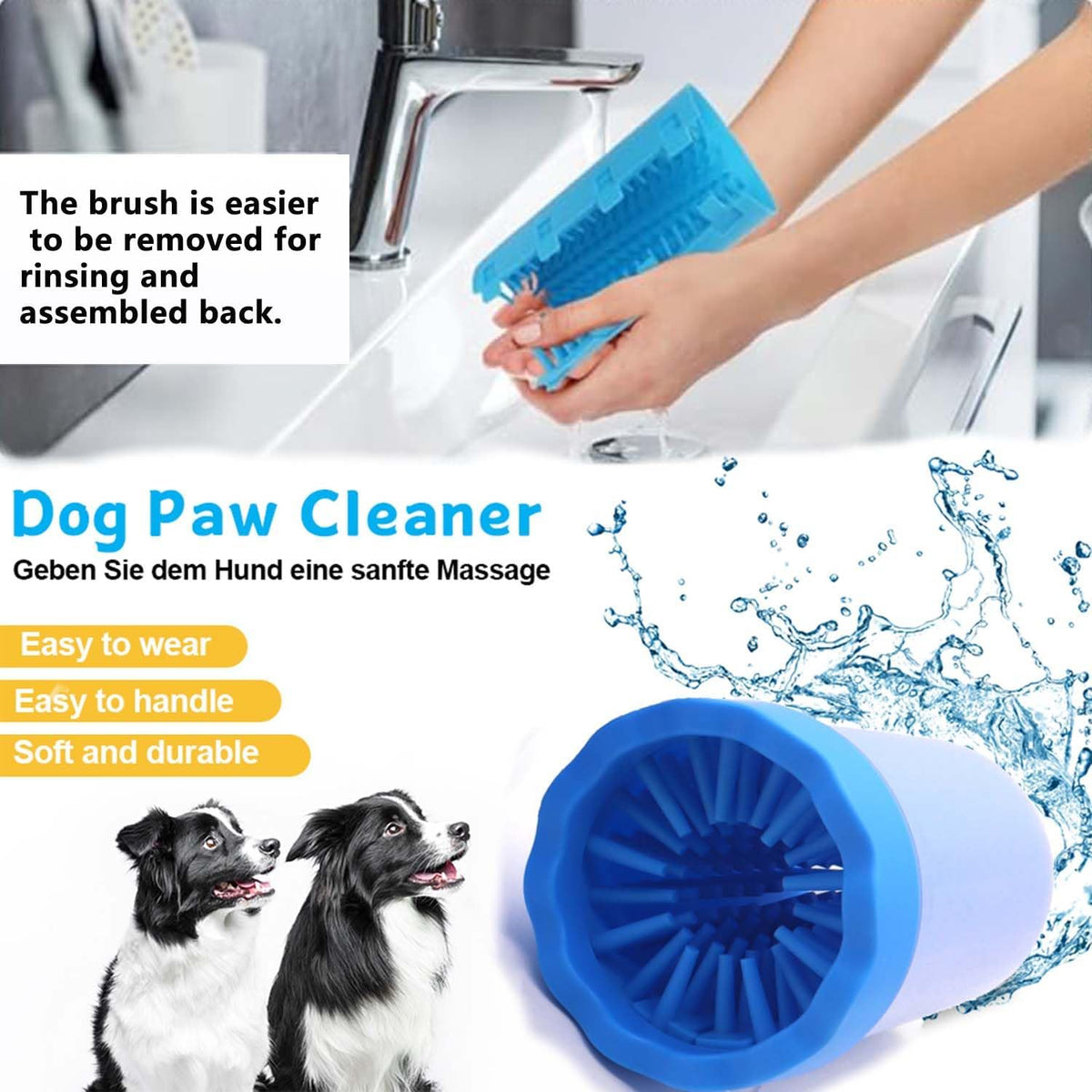 Dog Paw Cleaner,Paw Cleaner for Dog,Pets Foot Wash Cup-Dog Wash Paw Cup-Pet Foot Cleaner for Small Medium Breed Dogs/Cats Pet Clean Paws Miracle Tool(With 1 Towel& 1Brush)